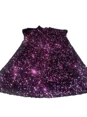 Zara Mock Neck Mini Sequins Evening Party Dress Shimmering Sleeveless Lined